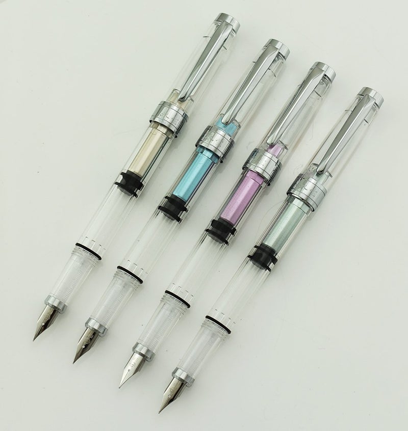 Lanxivi Yongsheng 3008 Piston Fountain Pen EF Extra Fine Nib,Transparent SilverTrim 4 Colors Set - Image 5